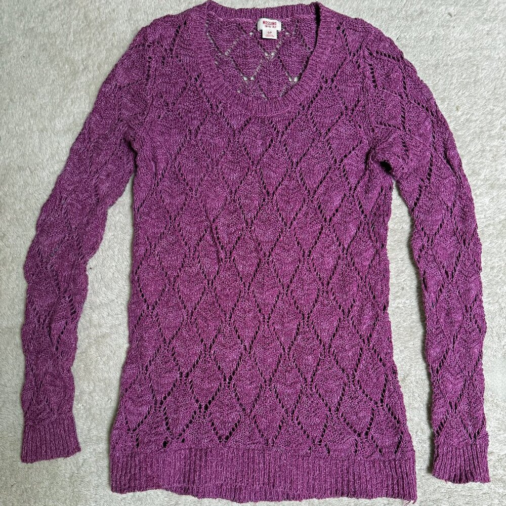 Mossimo Women's Open Knit Cotton Sweater Raspberry Size S